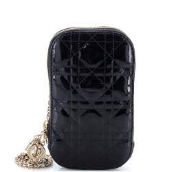 Lady Dior Phone Holder on Chain Cannage Quilt Patent
