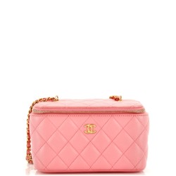 Pearl Crush Vanity Case with Chain Quilted Lambskin Small