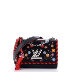 Twist Handbag Limited Edition Flower Embellished Epi Leather with Whipstitch Details MM
