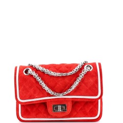 Reissue 2.55 Flap Bag Quilted Suede with Metallic Calfskin 224
