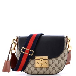Padlock Saddle Shoulder Bag GG Coated Canvas and Leather Medium
