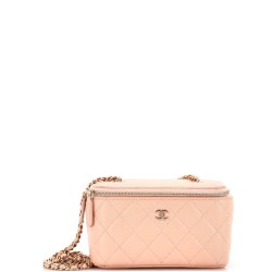 Classic Vanity Case with Chain Quilted Caviar Small