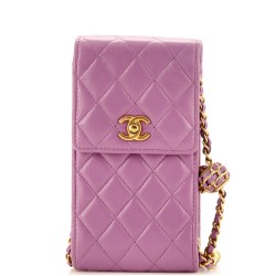 Pearl Crush Phone Holder Crossbody Bag Quilted Lambskin