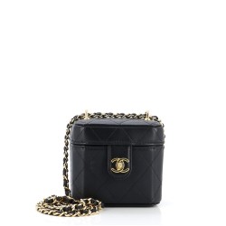 CC Turnlock Box Vanity Case with Chain Quilted Lambskin Mini