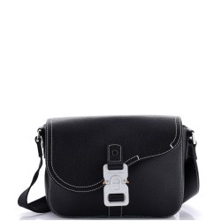 Saddle Buckle Flap Messenger Bag Leather Mini
