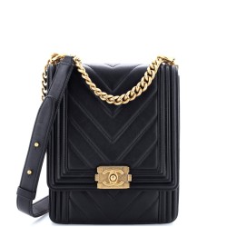 North South Boy Flap Bag Chevron Lambskin Small