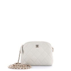 CC Dome Zip Clutch with Chain Quilted Caviar Mini