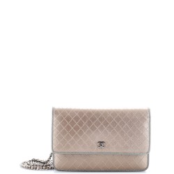 Diamond Stitch Wallet on Chain Quilted Leather