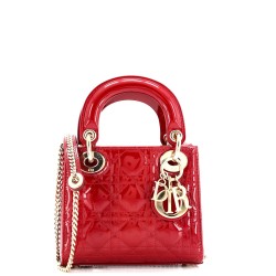 Lady Dior Chain Bag Cannage Quilt Patent Mini