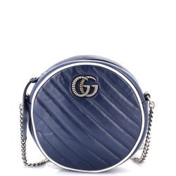 GG Marmont Round Shoulder Bag Diagonal Quilted Leather Mini