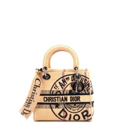 Lady D-Lite Bag Cannage Embroidered Raffia Medium