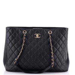 Classic CC Shopping Tote Quilted Caviar Large