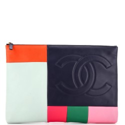 O Case Clutch Colorblock Leather Large