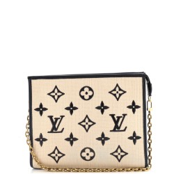 Toiletry Pouch on Chain Monogram Raffia