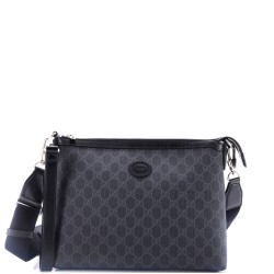 Interlocking G Patch Wristlet Messenger Bag GG Coated Canvas Medium