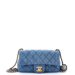 Pearl Crush Flap Bag Quilted Denim Mini