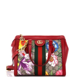 Ophidia Top Handle Tote Flora GG Coated Canvas Small
