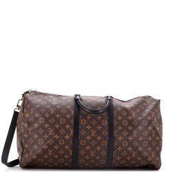 Keepall Bandouliere Bag Macassar Monogram Canvas 55