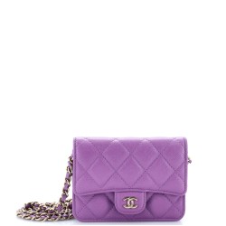 Classic Flap Clutch with Chain Quilted Caviar Small