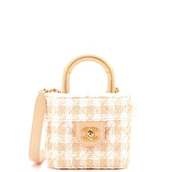 Crush Top Handle Flap Bag Quilted Tweed Mini