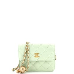 Pearl Crush Flap Clutch with Chain Quilted Lambskin Mini