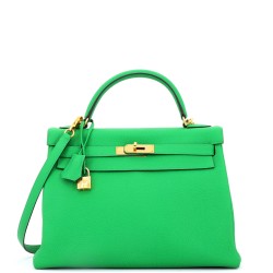 Kelly Handbag Bamboo Togo with Gold Hardware 32