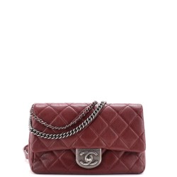 Double Carry Chain Waist Bag Quilted Goatskin Small
