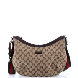 Saddle Zip Messenger Bag GG Canvas with Leather Medium