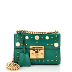 Pearly Padlock Shoulder Bag Studded Leather Small