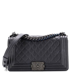 So Black Boy Flap Bag Quilted Calfskin Old Medium