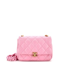 Lacquered Metal CC Flap Bag Quilted Lambskin Small