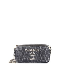 Deauville Double Zip Clutch with Chain Raffia
