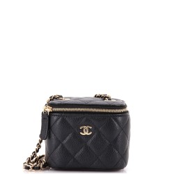 Classic Vanity Case with Chain Quilted Caviar Mini