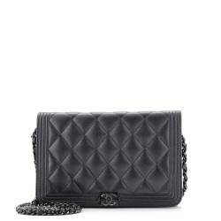 So Black Boy Wallet on Chain Quilted Caviar