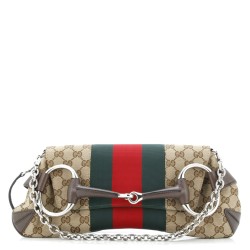 Horsebit NM Web Chain Clutch GG Canvas Medium