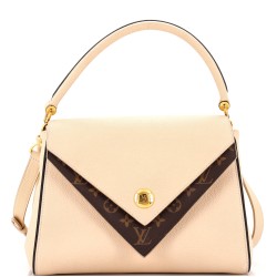 Double V Handbag Calfskin with Monogram Canvas