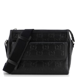 Front Pocket Messenger Bag GG Embossed Perforated Leather Medium