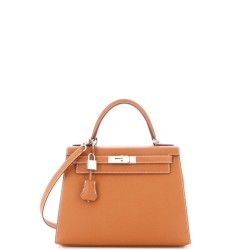 Kelly Handbag Gold Epsom with Palladium Hardware 28