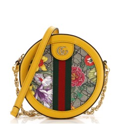 Ophidia Round Shoulder Bag Flora GG Coated Canvas Mini