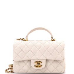 Classic Single Flap Top Handle Bag Quilted Caviar Mini