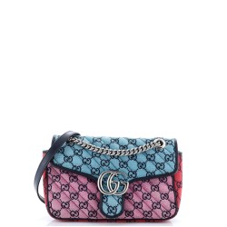 GG Marmont Flap Bag Diagonal Quilted GG Canvas Small