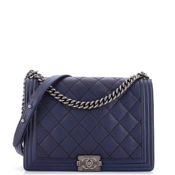 Double Stitch Boy Flap Bag Quilted Calfskin Large