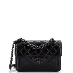 So Black Double You CC Flap Bag Quilted Shiny Crumpled Calfskin Mini