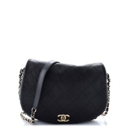 Chain Around Saddle Flap Bag Quilted Calfskin Small