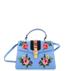 Sylvie Top Handle Bag Embroidered Leather Medium