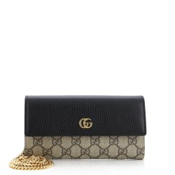 GG Marmont Continental Chain Wallet GG Coated Canvas and Leather