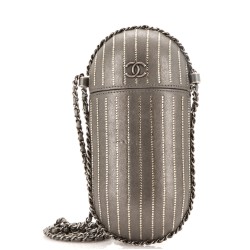 Chain Around Phone Holder Box Crossbody Lambskin with Crystals