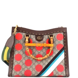Diana NM Bamboo Handle Tote Printed GG Coated Canvas and Studded Leather Medium