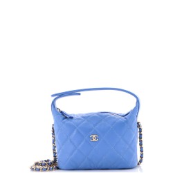 CC Hobo Clutch with Chain Quilted Caviar