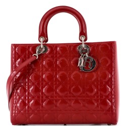 Lady Dior Bag Cannage Quilt Patent Large